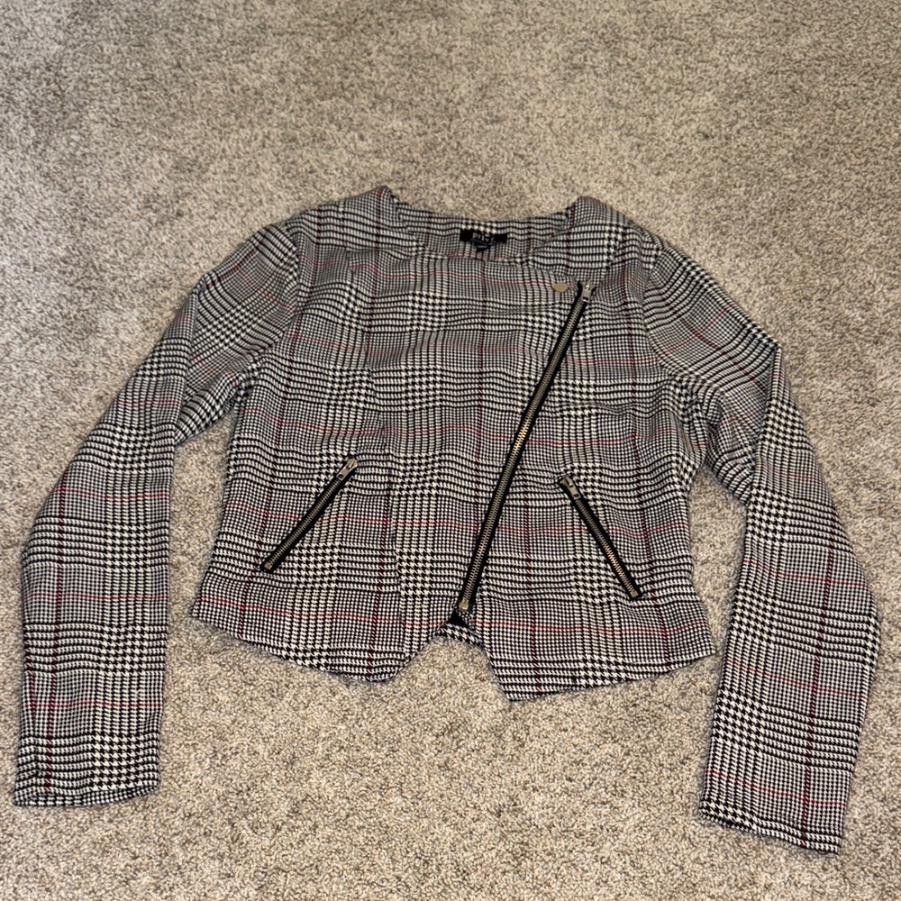 Privy Black and White Plaid Women's Blazer Sz S